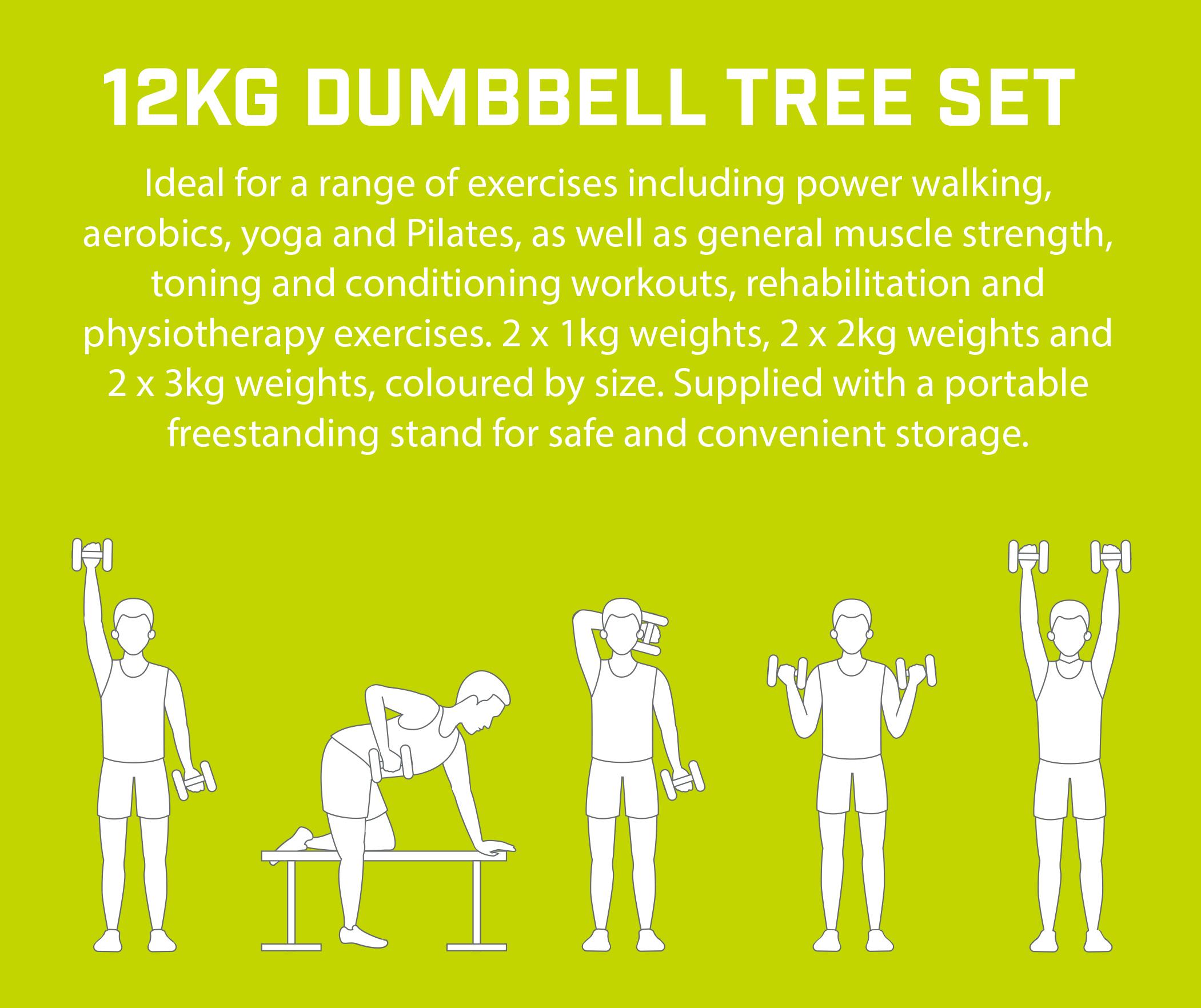 Urban Fitness 12Kg Dumbbell Tree Set - Image 3